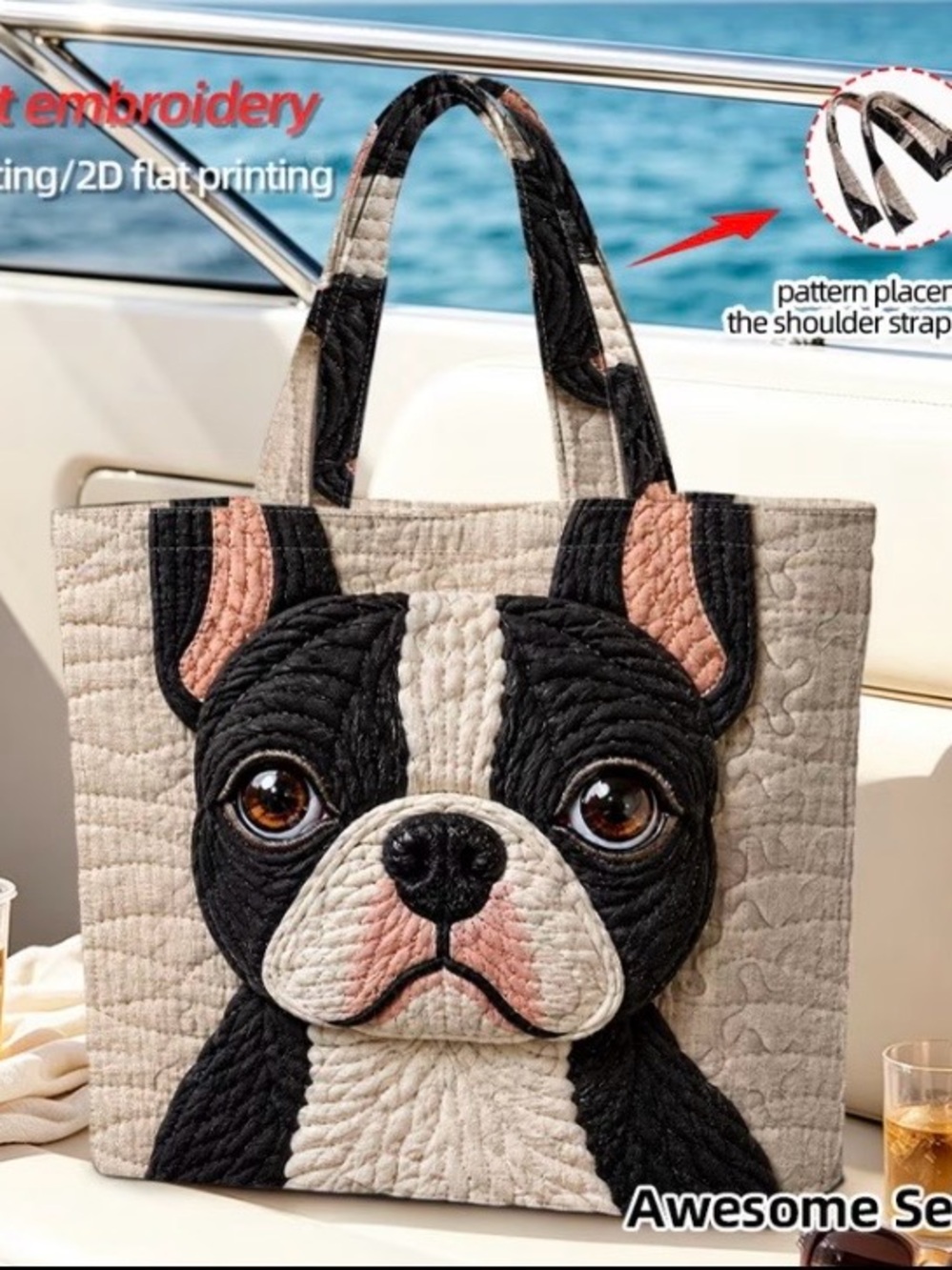 $99.00-  Black &  Tan Boston Terrier Quilted Design Blanket